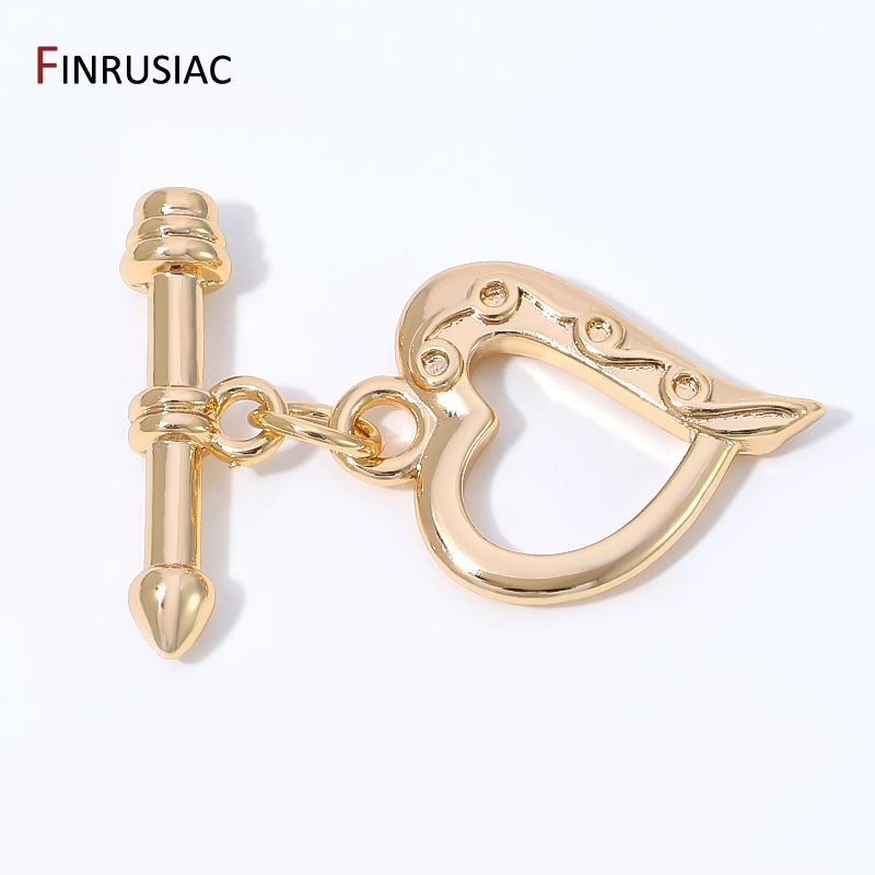 Toggle Clasp Gold - 14K verguld messing hartvormige toggle sluitingen,