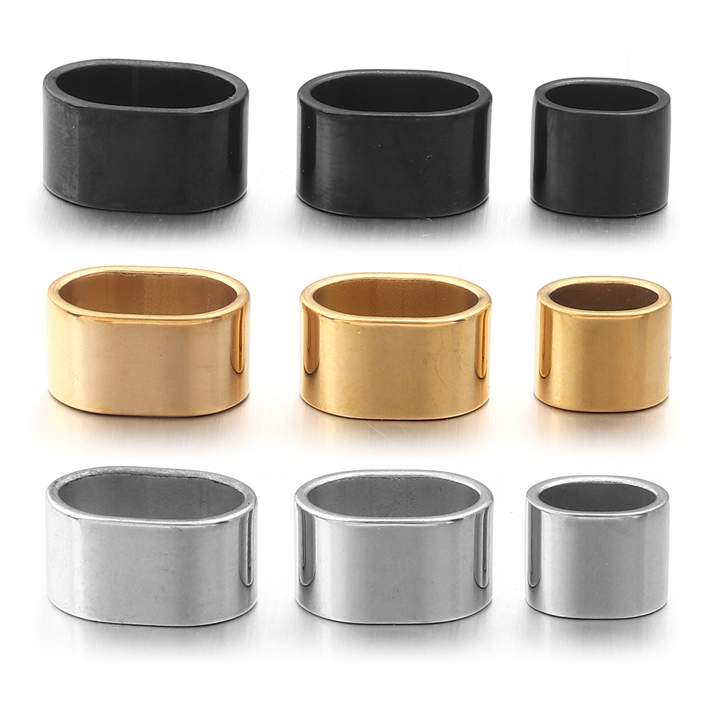 Jewelry Making Bead - 6 stuks platte roestvrijstalen buis schuifkralen