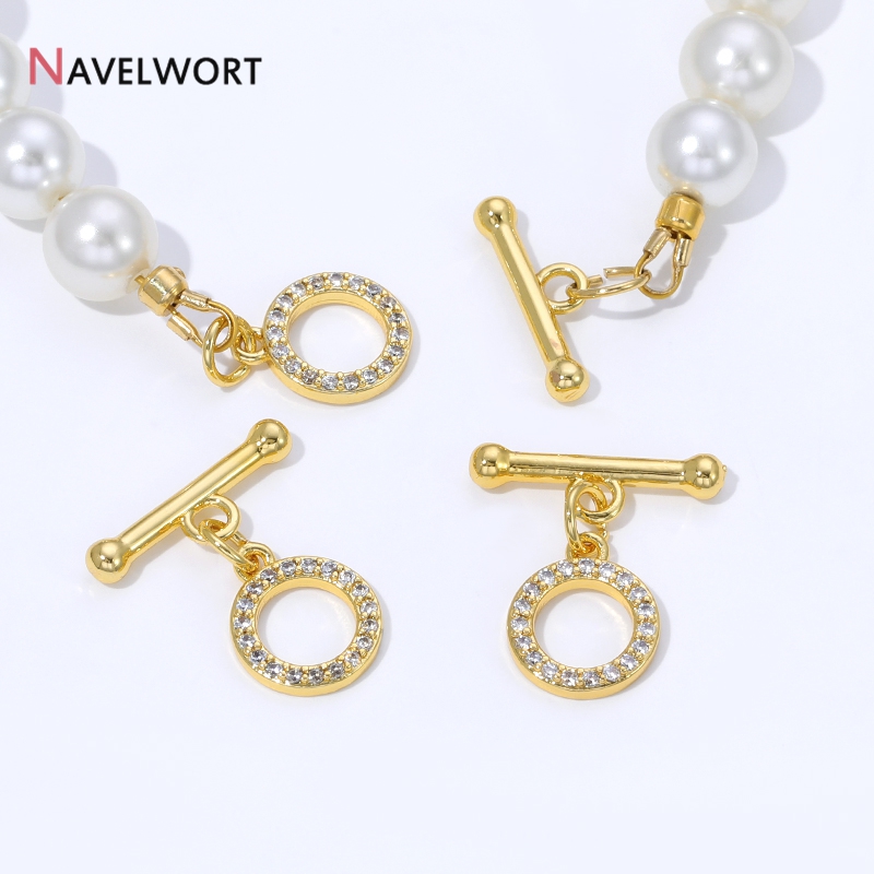 Toggle Clasp Gold - 18K verguld messing met zirkoon ingelegde